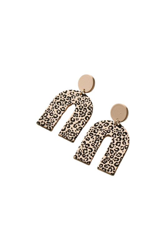 Brown Neutral Animal Print U Shaped Earrings