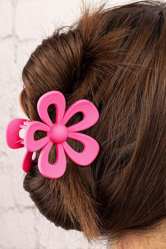 Pink Sweet Hollowed Flower Shape Claw Clip